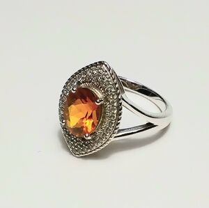 DK 925 Silver Citrine? Ring Sz 8-3/4
